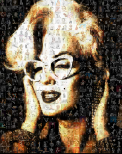 Marilyn Monroe mosaic by Robin Austin - colorful portrait of the late actress comprised of thousands of smaller images of the icon