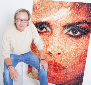 headshot of Robin Austin with a mosaic portrait behind him